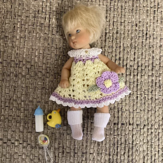 Kish ELLERY 6"  outfit Knitted Dress , Socks And Diaper Rattler, Bottle NO DOLL