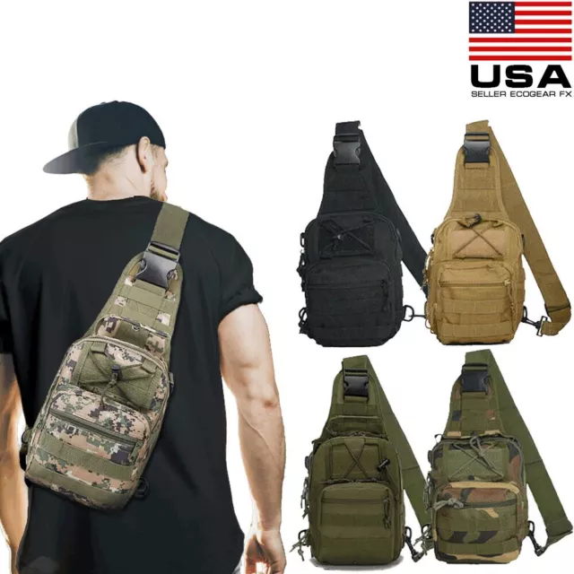 Tactical Chest Shoulder Bag Molle Crossbody Sling Backpack Outdoor Travel Hiking