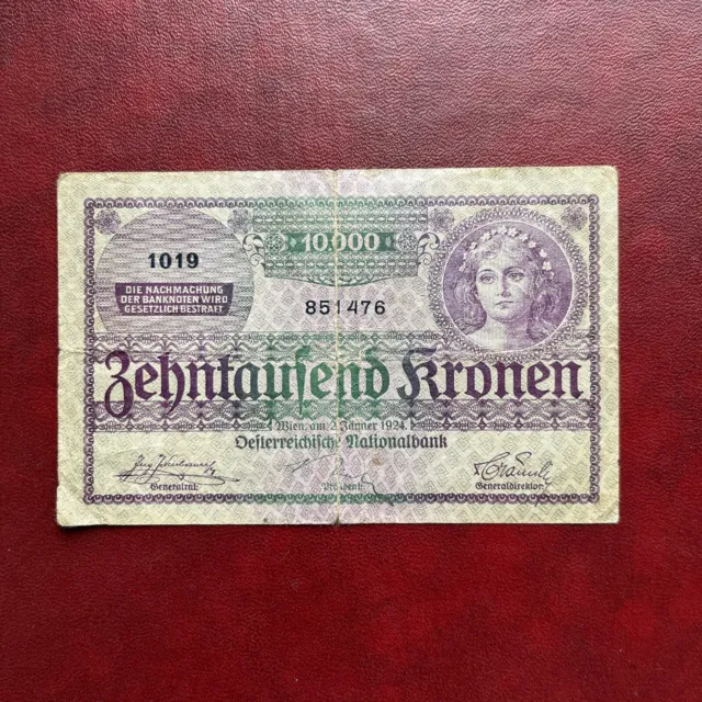 Autriche Billet 10000 Kronen 1924 Pick85 Série 1019 National Bank Austria