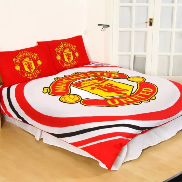 Manchester United Fc Pulse Double Duvet Cover And Pillowcase Set Red Bedding