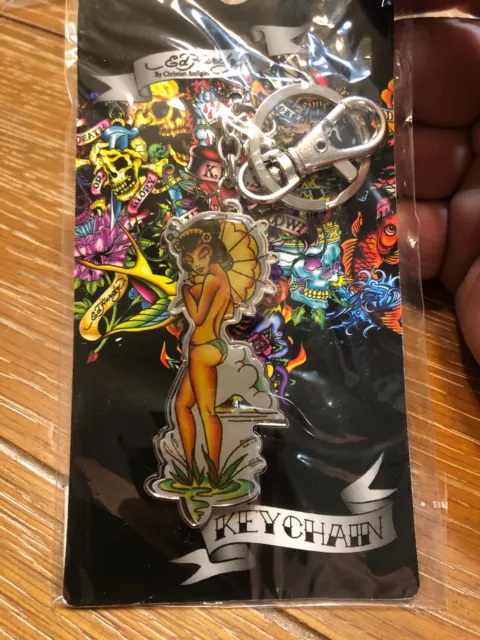 Ed Hardy Christian Audigier Key Chain Geisha Umbrella Chrome 3E Designs, EH6158