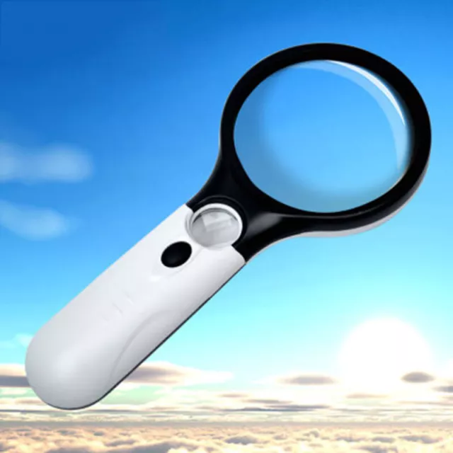 3 LED Light Handheld Magnifier 3X 45X Reading Magnifying Glass Jewelry Loupe ST