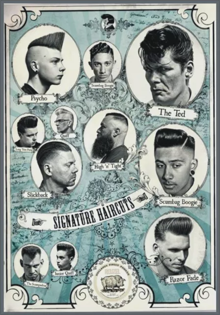 TARGA VINTAGE "1960 HAIR CUTS BARBER SHOP" Pubblicità, ADVERTISING, POSTER,PLATE