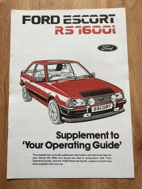 Ford Style Guide RARE FORD ESCORT Mk3 Rs1600i Original Owners Manual Supplement Guide £ ...