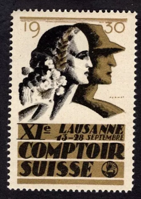 Aschenputtelplakat Stempel - Schweiz 1930 Lausanne Comptoir Suisse - 37x52mm