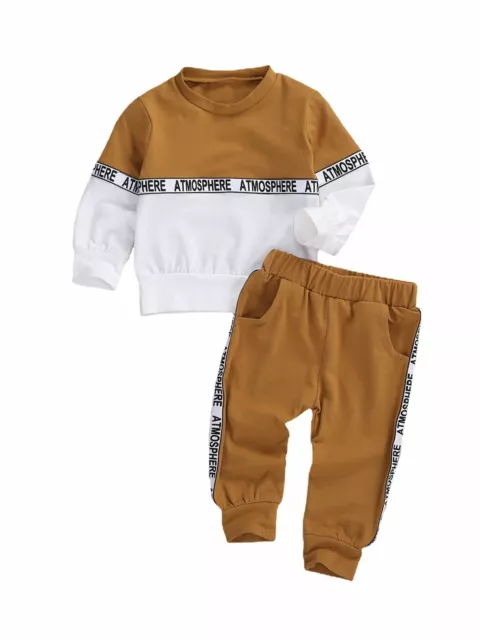 Toddler Kids Baby Boys Clothes Set Long-sleeved Letter Round Neck