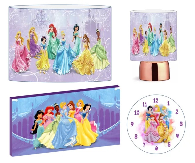 DISNEY PRINCESS CEILING SHADE, TOUCH LAMP, WALL ART, CLOCK or BUNDLE