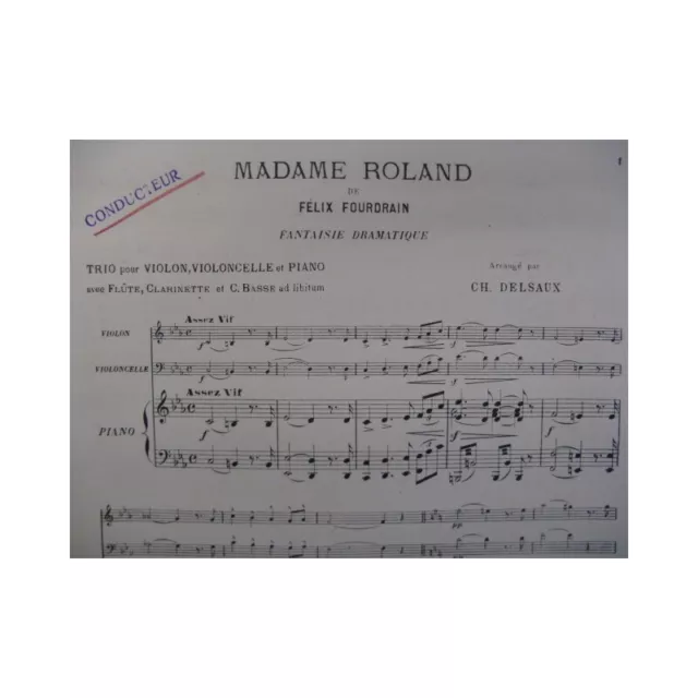 FOURDRAIN Félix Trio Violon Violoncelle Piano 1913