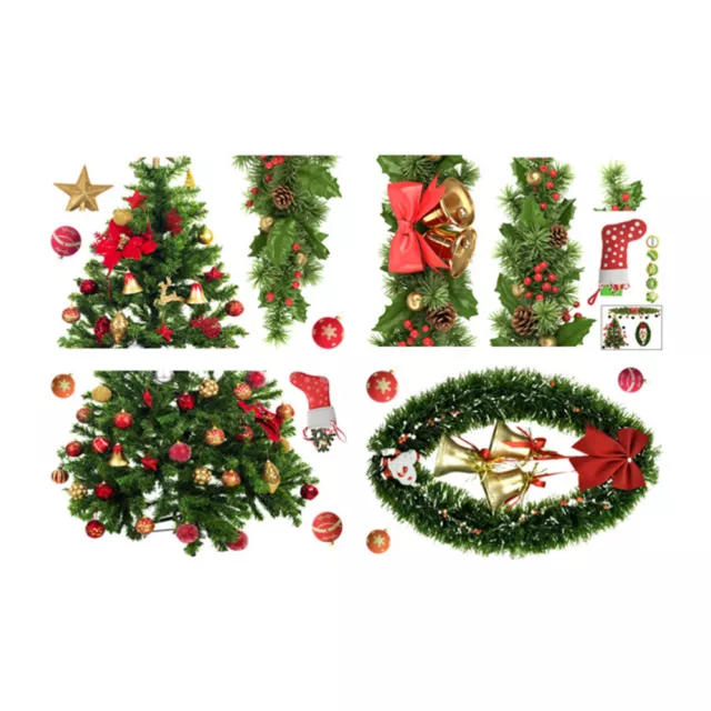 Christmas Wall Sticker Pvc Tree Bell Backgroud Xmas Wreath Window Stickers