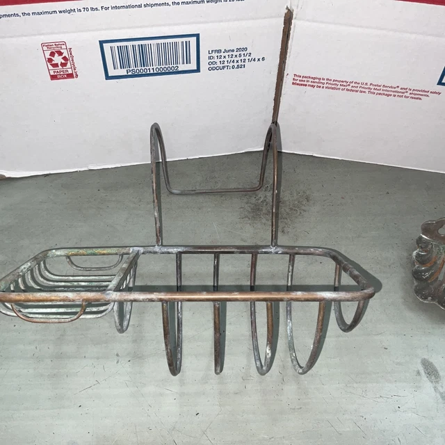 Antique Claw Foot Tub Brass Soap Dish And Sponge Holder -Rim Mount 2