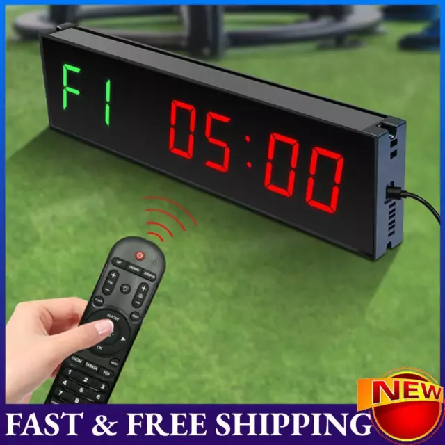 LED Digital Countdown Wall Mounted Down/Up Clock Stopwatch for Exercise Fitness