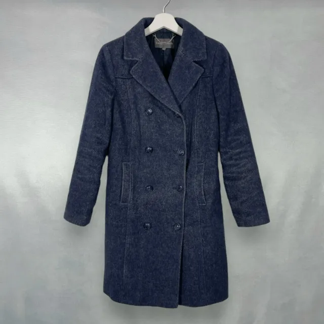 Laura Ashley Wool Blend Overcoat Long Coat Double Breasted Womens 8