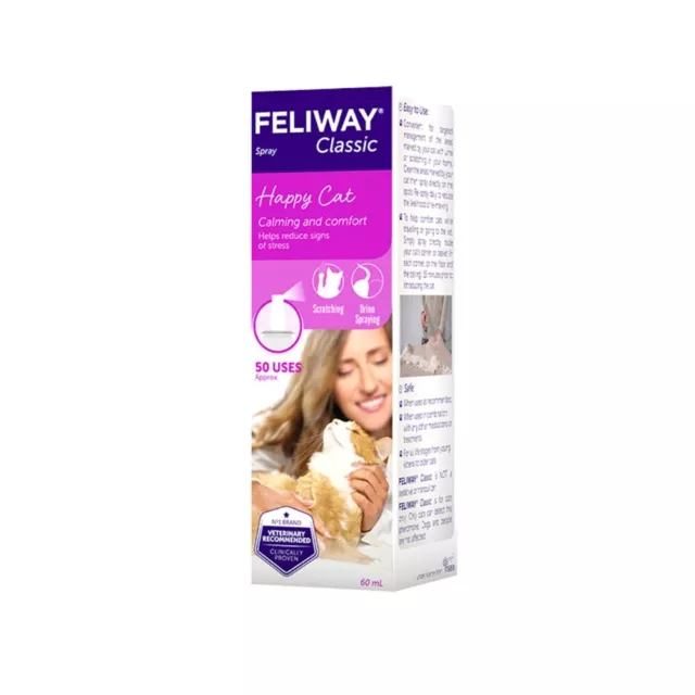 Feliway Spray 60ml For Cats Stress Relief Anxiety Calming On The Go Travel
