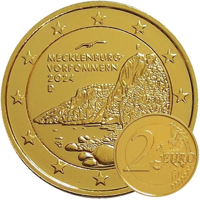 2 Euro Münze Deutschland 2024 Mecklenburg-Vorpommern 24 Karat vergoldet Kapsel