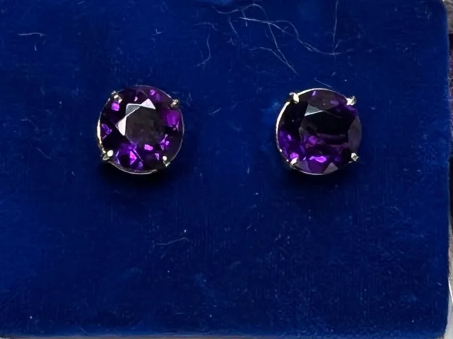 Antique Large Designer Amethyst Stud Earrings 14K White Gold 10 MM 6.60 Carats