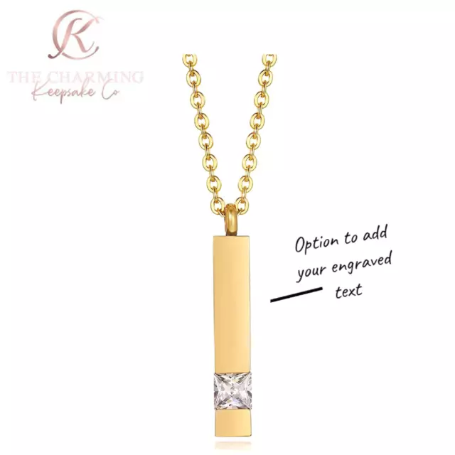 Engraved Gold Plated Cremation Ashes Urn Necklace -Unisex Personalised Memorial