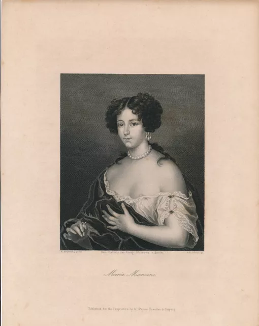 1850 AH Payne steel engraving Maria Mancini portrait Berlin Museum