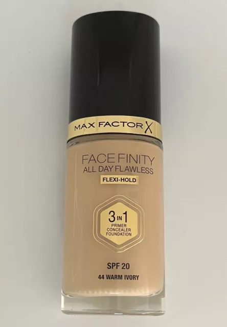 Max Factor Facefinity All Day Flawless 3 in 1 Foundation, 30 ml - 44 Warm Ivory