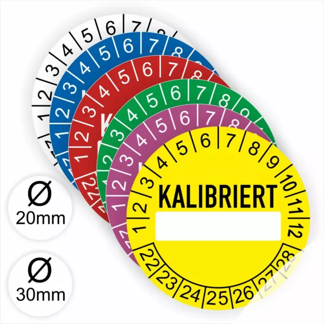 Prüfplaketten Kalibriert  Ø: 20mm oder 30mm NEU Plaketten Wartungsetiketten