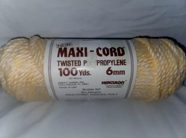 Maxi Cord de Colección Herculón Torcido AMARILLO BLANCO 6 mm 100 Yardas Hilo de Polipropileno