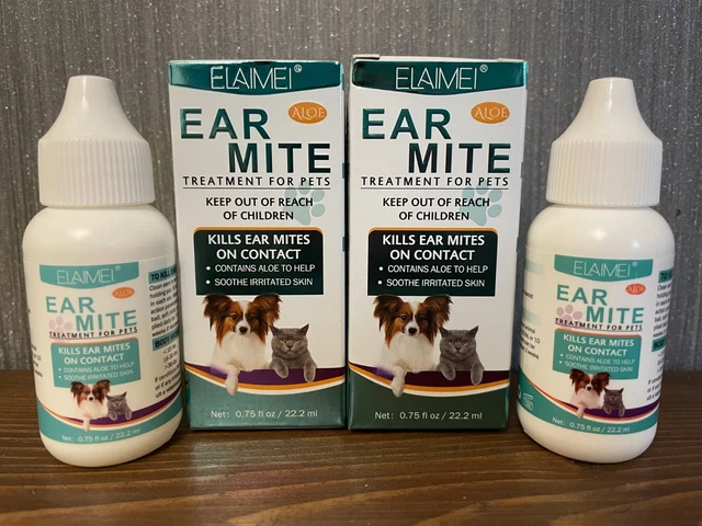 X2 PET EAR Mite Treatment for Dogs Cats Kill Ear Mites Natural ...
