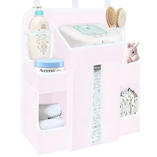 Hanging Diaper Organizer Changing Table Baby Nursery Diaper Stacker Pink