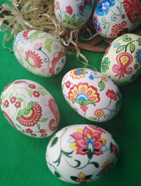 Huevos de Pascua Huevos de madera pintados a mano en caja de regalo...