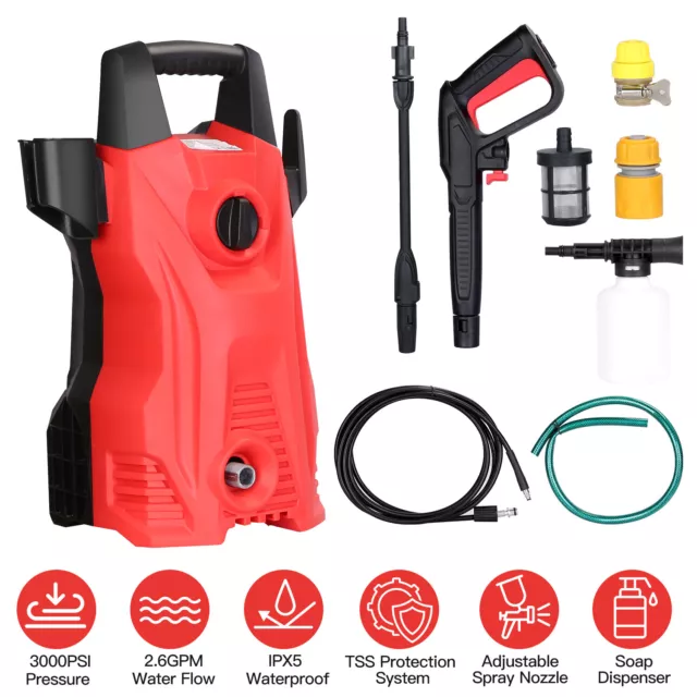 3000PSI Electric High Pressure Washer Machine 2.6 GPM 1400W Patio Cleaning Tool