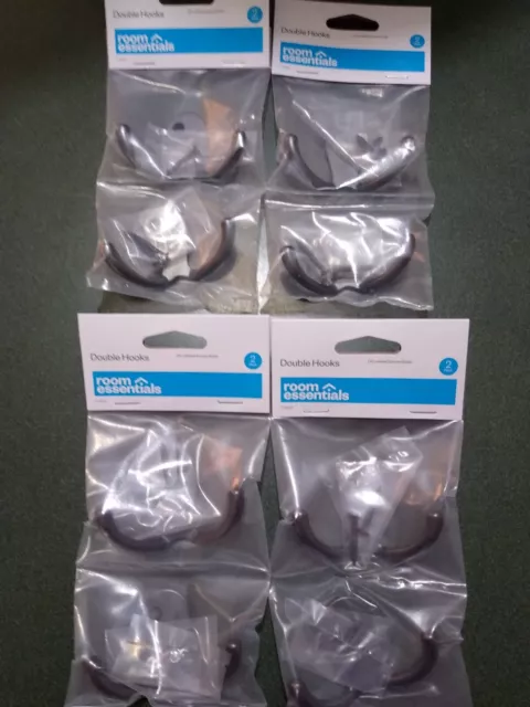 Lot Of 8 Heavy Duty Double Coat and Hat Hook Bronze Finish- Room Essentials. New