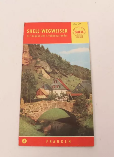 Shell Wegweiser 8 Franken September 1958 mit Angabe des Straßenzustande