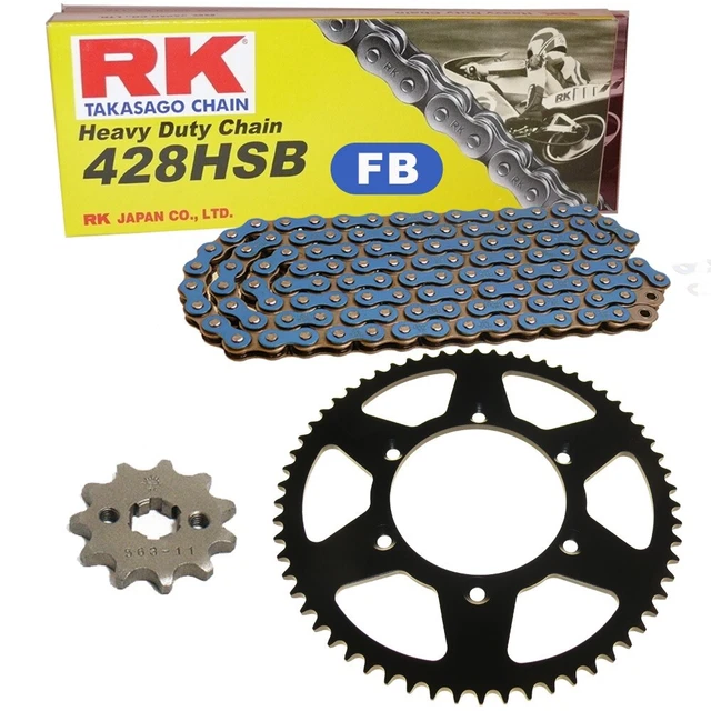 KIT CHAÎNE KAWASAKI Kmx 125 B 91-03 RK Couleurs 428 Sb 126 Ouvrir Bleu ...