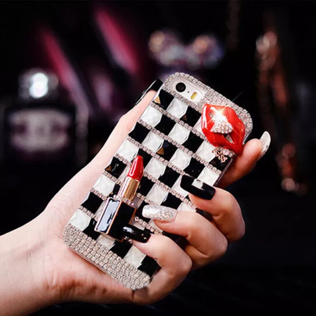 For iPhone 15 14 Pro Max 13 12 11 XS XR 7 8 Luxury Rhinestone Bling Diamond Case