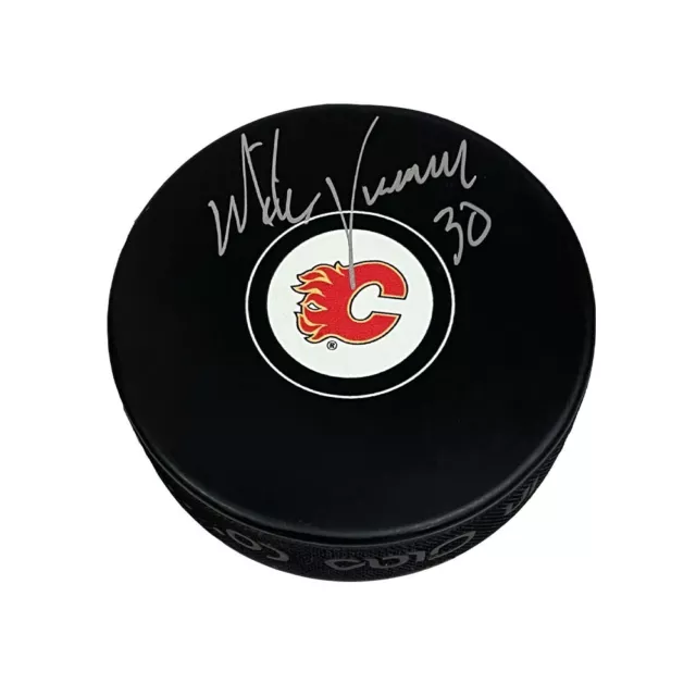 Mike Vernon Signed Calgary Flames Puck