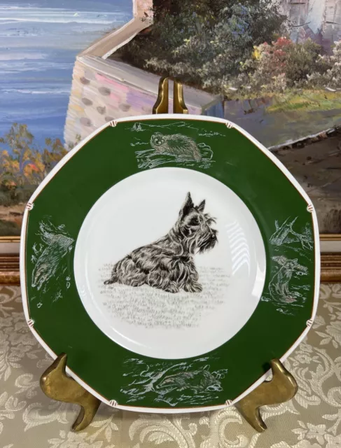 Plato de ensalada French Hermes Scottish Terrier Green Retriever sin caja original