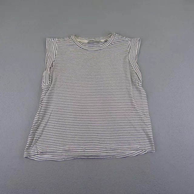 Vince Shirt Womens Medium Blue White Stripes Sleeveless Tank Top Cotton Casual