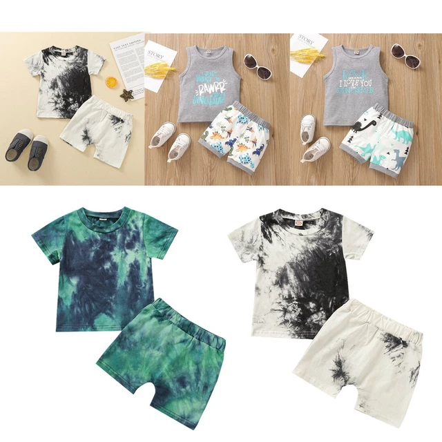 Baby Boys Outfit Clothes Dinosuar Tops Tank Vest Shorts Set Toddler Kids Casual