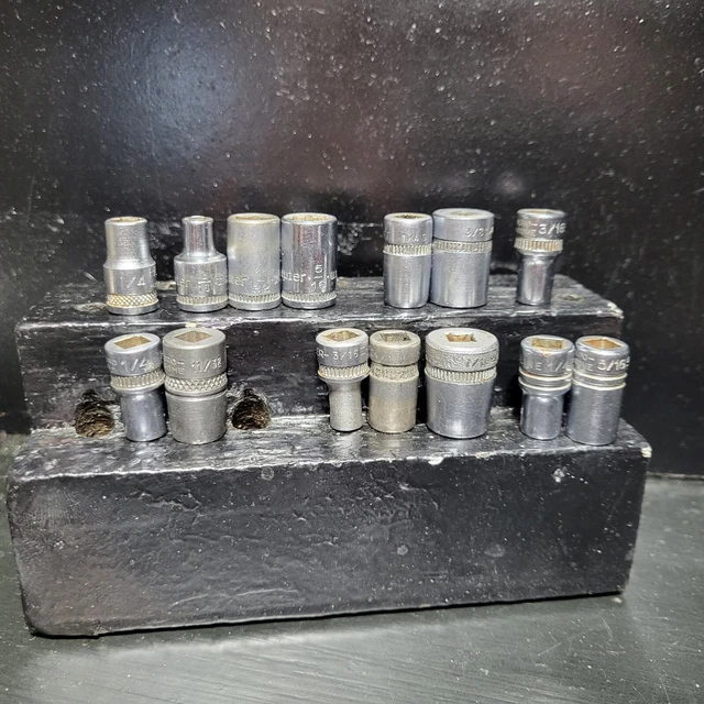 Vintage 1/4" Dr. USA made Sockets, W/ Knurling By INDESTRO/DURO, KRAEUTER & more 6
