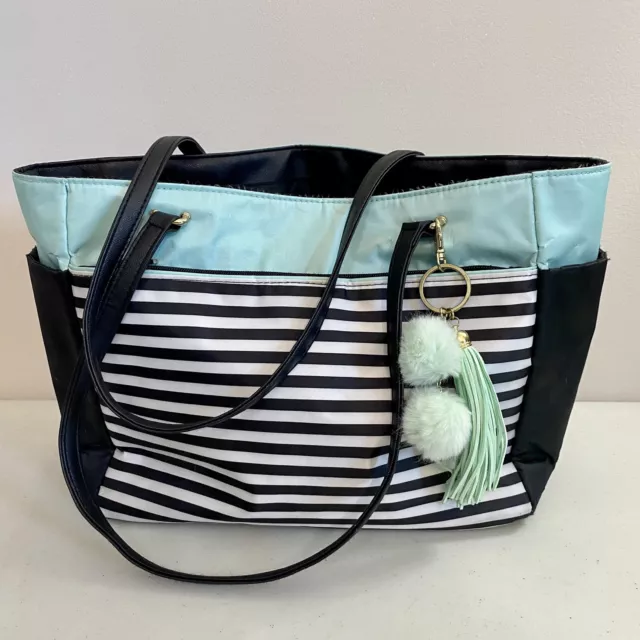 Create 365 The Happy Planner Craft Handbag Tote Turquoise Black White Stripe