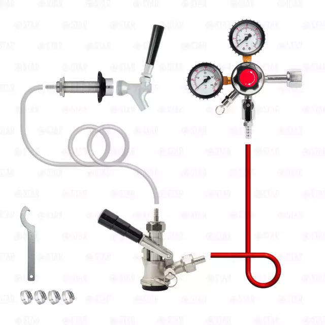 1 Tap Domestic Keg Beer Kegerator Conversion Kit! CO2 Regulator + USA Sankey D