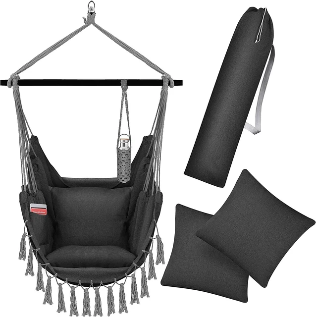KESSER® Hängesessel mit 2 Kissen Getränkehalter & Bücherfach - Safari XXL Hänges
