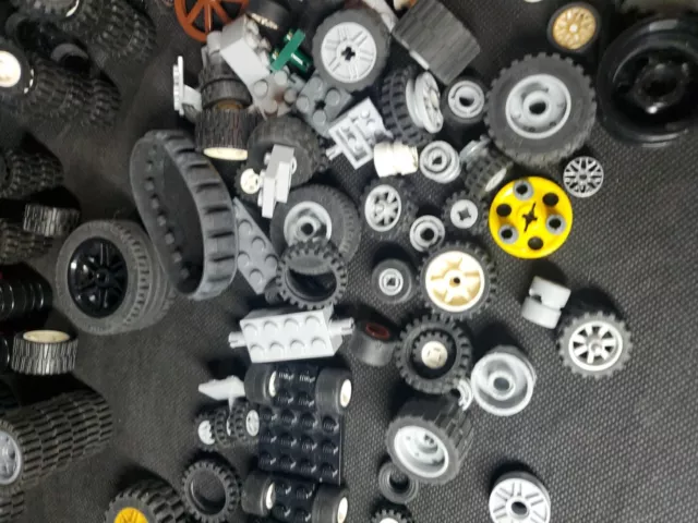 LEGO Technic Vehicle Replacement Parts Wheels Tires Rims Axels Gears Huge Lot 3