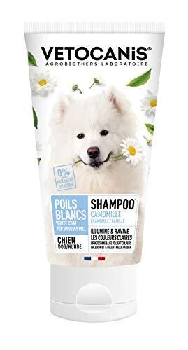 VETOCANIS Shampoing Pelage Blanc ou Clair pour Chien 300ml, 0% de Paraben 0% de