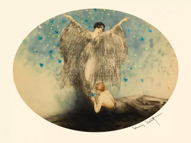 Fashion Lady Girl Butterfly Art Deco by Louis Icart Fine Art Repro FREE SH