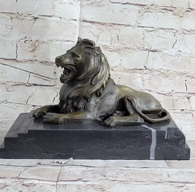 Sculpture Statue VERY RARE ART DECO LION SIGNED Bronze Collectible Gift Artwork