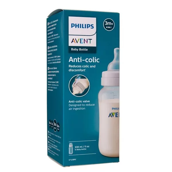 PHILIPS AVENT Baby Bottle Medium Flow Anti Colic Reduces Discomfort 330ml 3