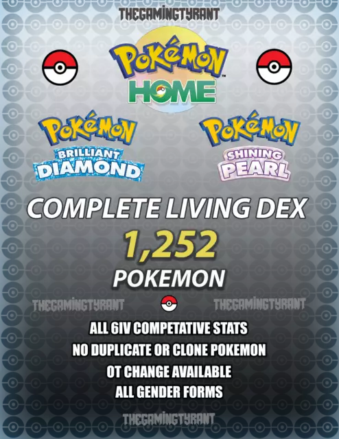 Pokemon Home BDSP Complete Living Dex Gen 1-4