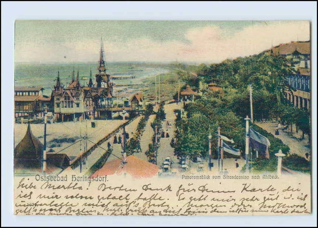 M607-174./ Heringsdorf Usedom Panoramablick vom Strandtheater n. Ahlbeck 1904 AK
