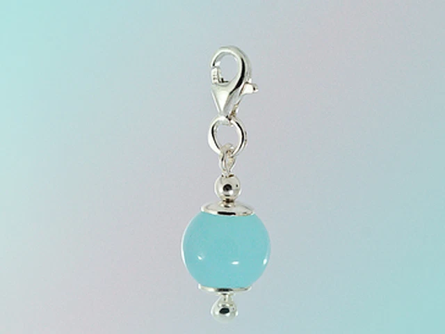 Pendentif Breloque Bille En Turquoise Et Argent 925/1000e - Bijou Fantaisie Femme - Neuf Avec étiquettes