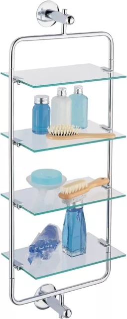 Organize It All Wall Mounted 4-Tier Glass Bathroom Shelf Chrome