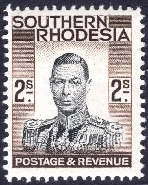 SOUTHERN RHODESIA-1937 2/- Black & Brown Sg 50 MOUNTED MINT